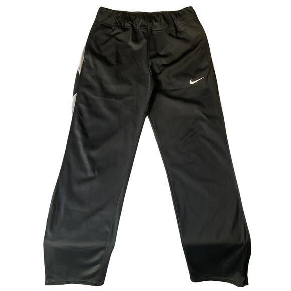Nike Men Activewear Pants Size S Black Sweatpants Logo Zipper 32" Inseam - Picture 1 of 12